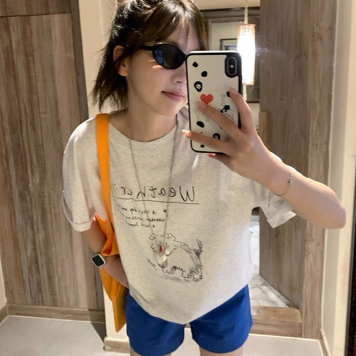 Damernas Basic Kortärmad T-shirt Lätt Grå-Eva Jonsson