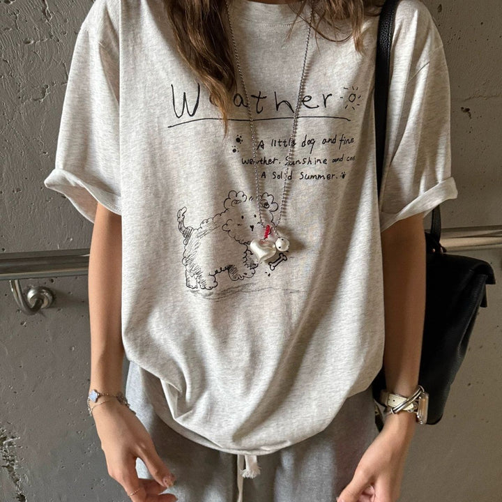 Damernas Basic Kortärmad T-shirt Lätt Grå-Eva Jonsson