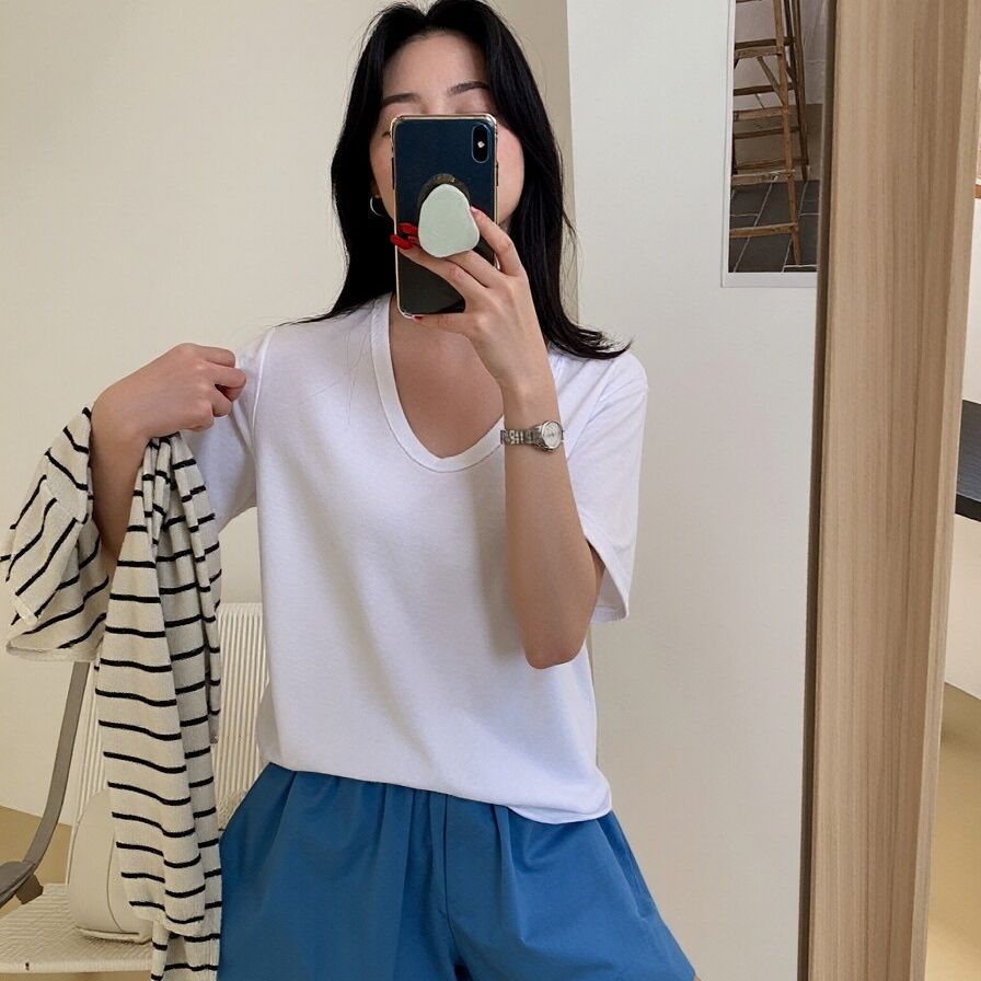Damernas Basic Kortärmad T-shirt Löst Slim Fit-Eva Jonsson