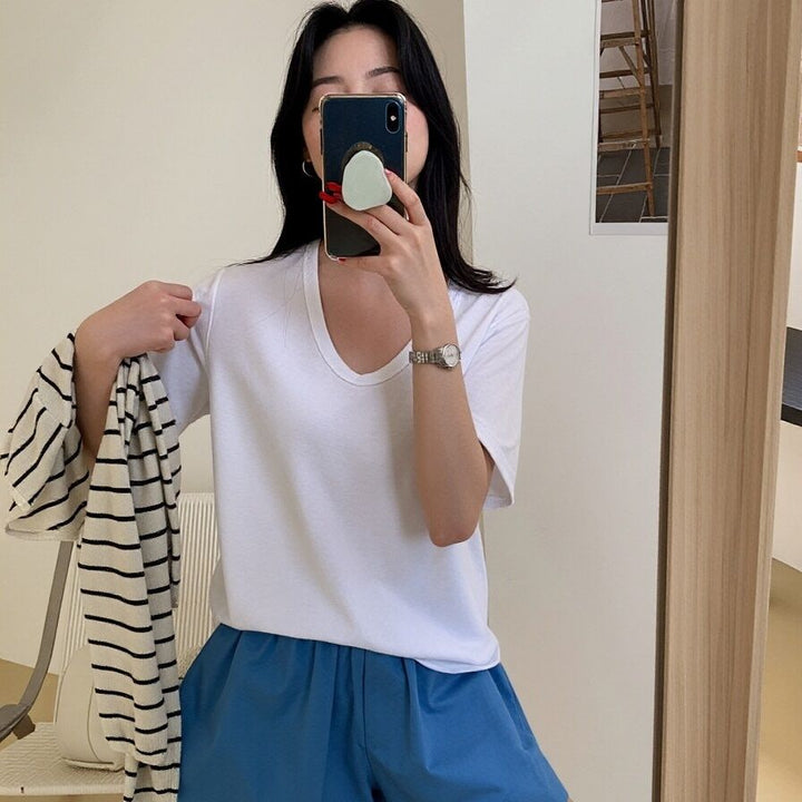 Damernas Basic Kortärmad T-shirt Löst Slim Fit-Eva Jonsson
