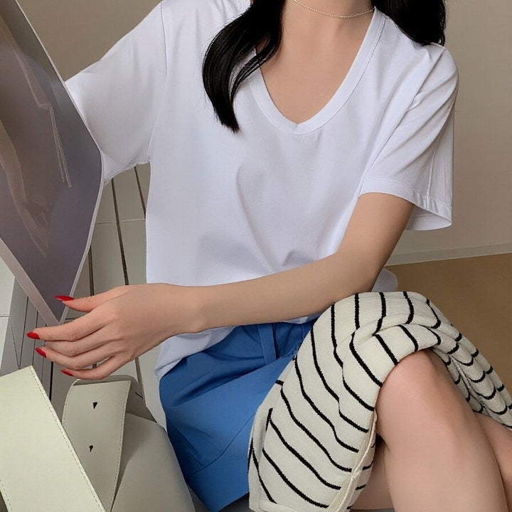 Damernas Basic Kortärmad T-shirt Löst Slim Fit-Eva Jonsson