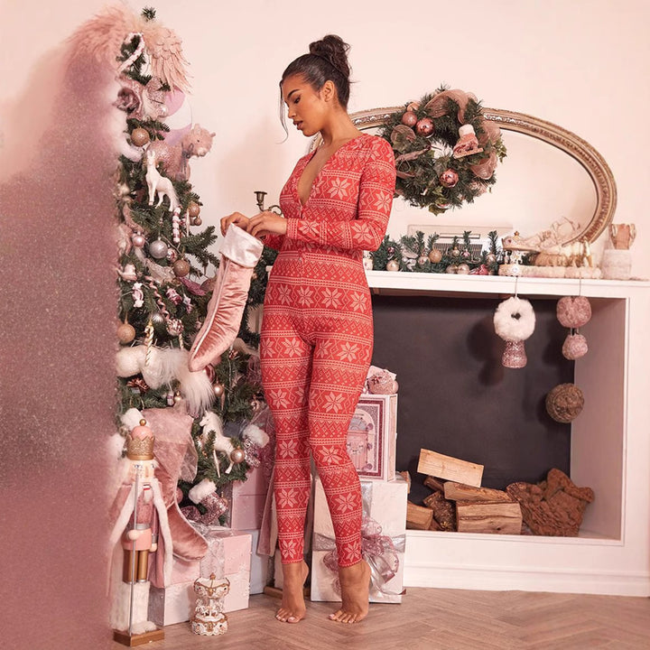 Damernas Bekväm Jumpsuit med Julmotiv och Lång Ärmar Eva Jonsson-Eva Jonsson