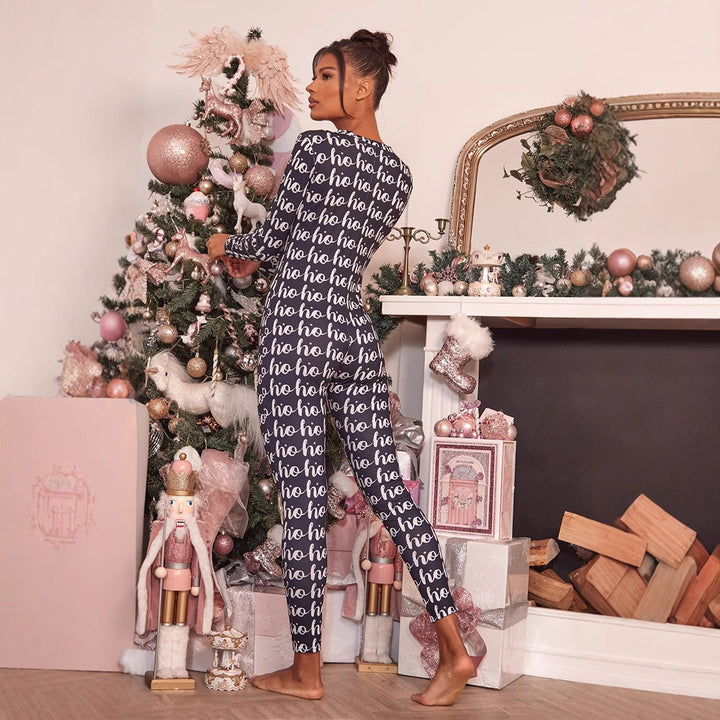 Damernas Bekväm Jumpsuit med Julmotiv och Lång Ärmar Eva Jonsson-Eva Jonsson
