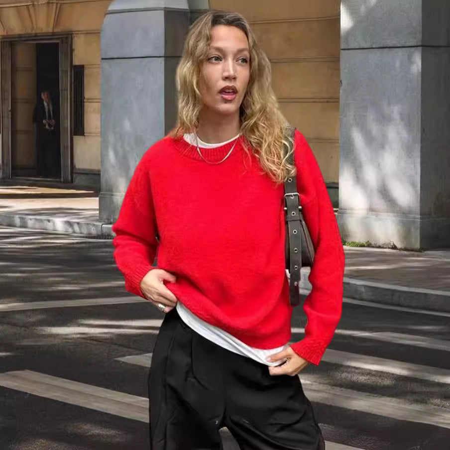 Damernas Bekväm Stickad Tröja med Bred Passform och Högt Krage Mirla-Eva Jonsson