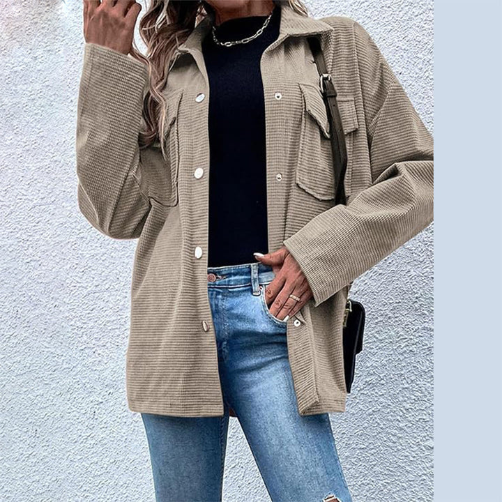 Damernas Bekväm Waffle-design Blus med Fickor Eva Jonsson-Eva Jonsson
