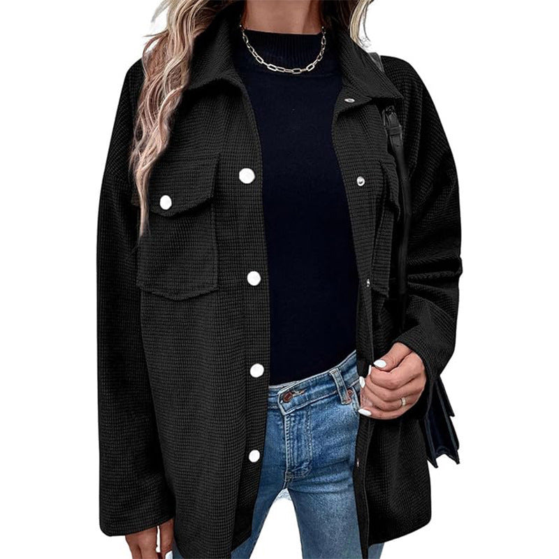 Damernas Bekväm Waffle-design Blus med Fickor Eva Jonsson-Eva Jonsson