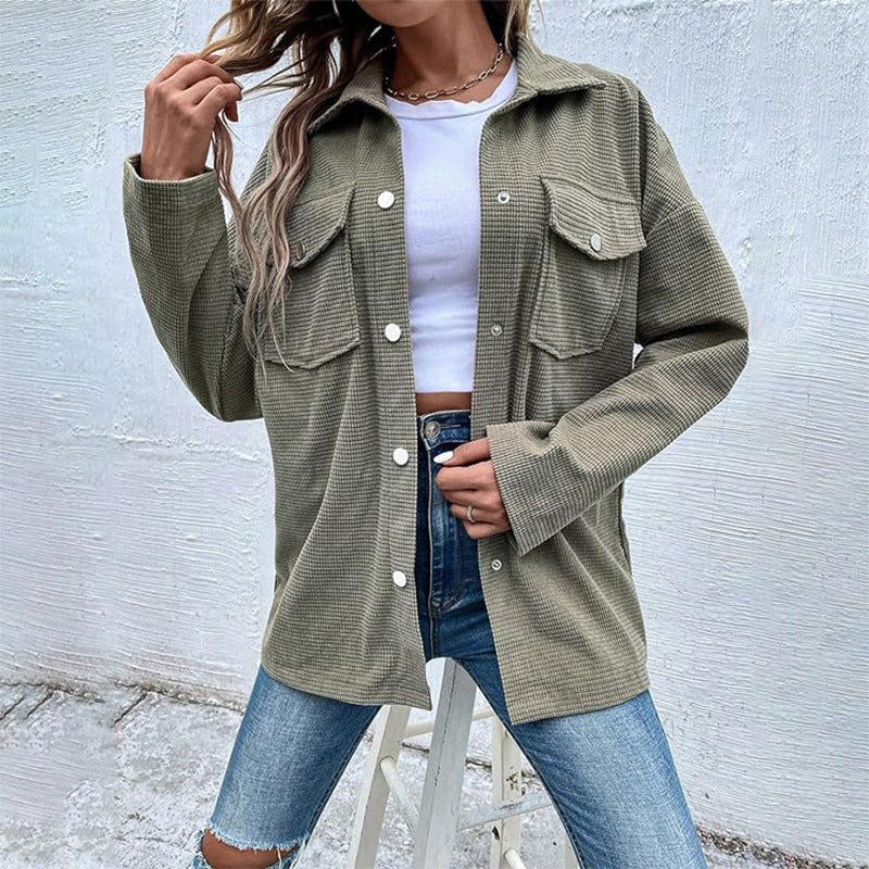 Damernas Bekväm Waffle-design Blus med Fickor Eva Jonsson-Eva Jonsson