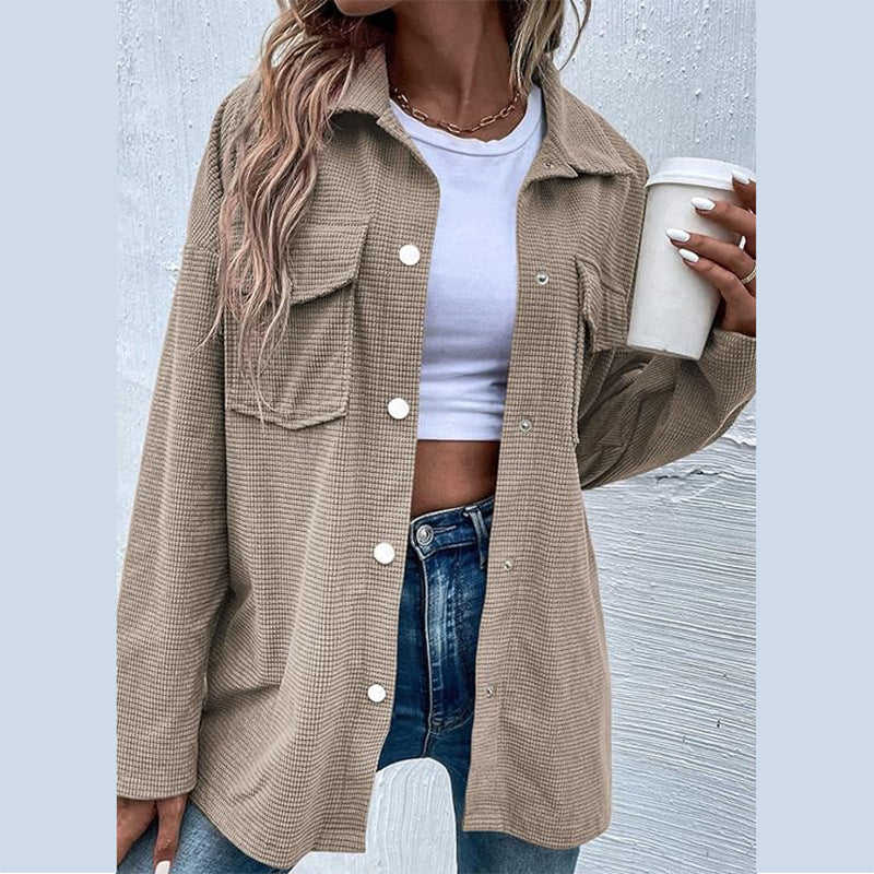 Damernas Bekväm Waffle-design Blus med Fickor Eva Jonsson-Eva Jonsson