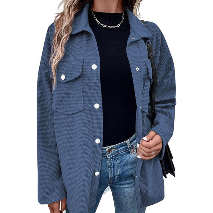 Damernas Bekväm Waffle-design Blus med Fickor Eva Jonsson-Eva Jonsson