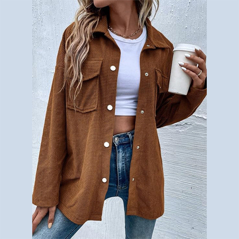 Damernas Bekväm Waffle-design Blus med Fickor Eva Jonsson-Eva Jonsson