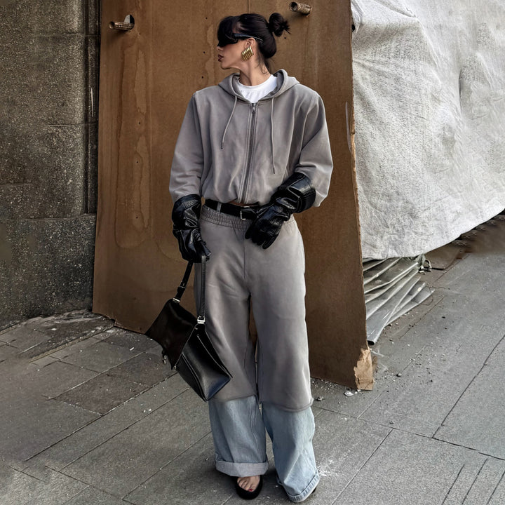Damernas Bekväma Jumpsuit med Huva och Vid Ben Mirla-Eva Jonsson