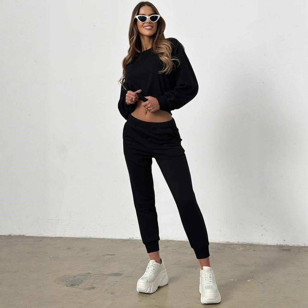 Damernas Bekväma Sport-Loungewear-set med avslappnad passform och elastisk midja Eva Jonsson-Eva Jonsson