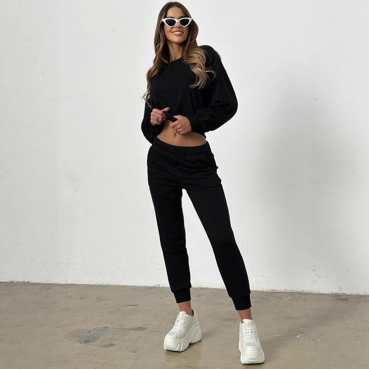 Damernas Bekväma Sport-Loungewear-set med avslappnad passform och elastisk midja Eva Jonsson-Eva Jonsson