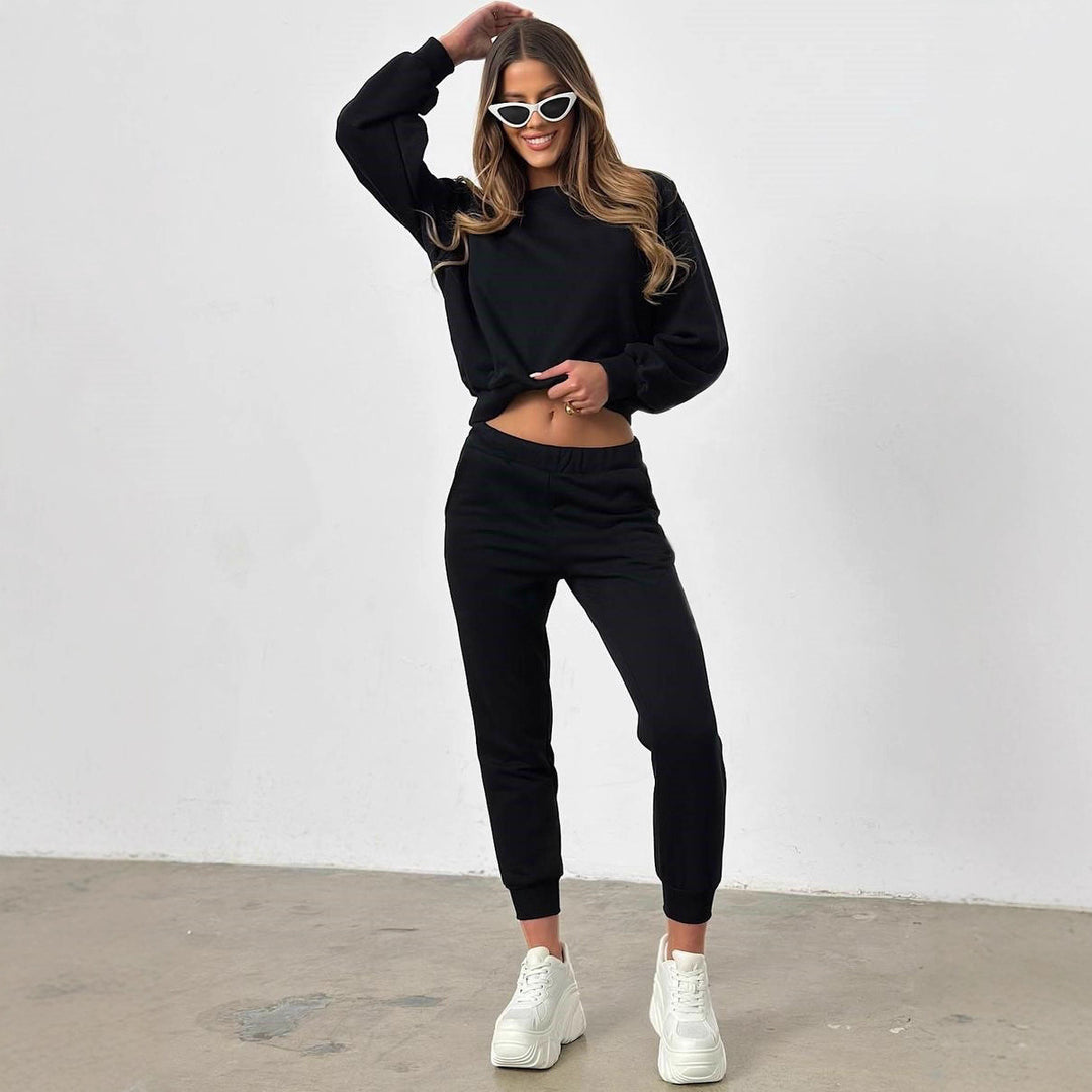 Damernas Bekväma Sport-Loungewear-set med avslappnad passform och elastisk midja Eva Jonsson-Eva Jonsson