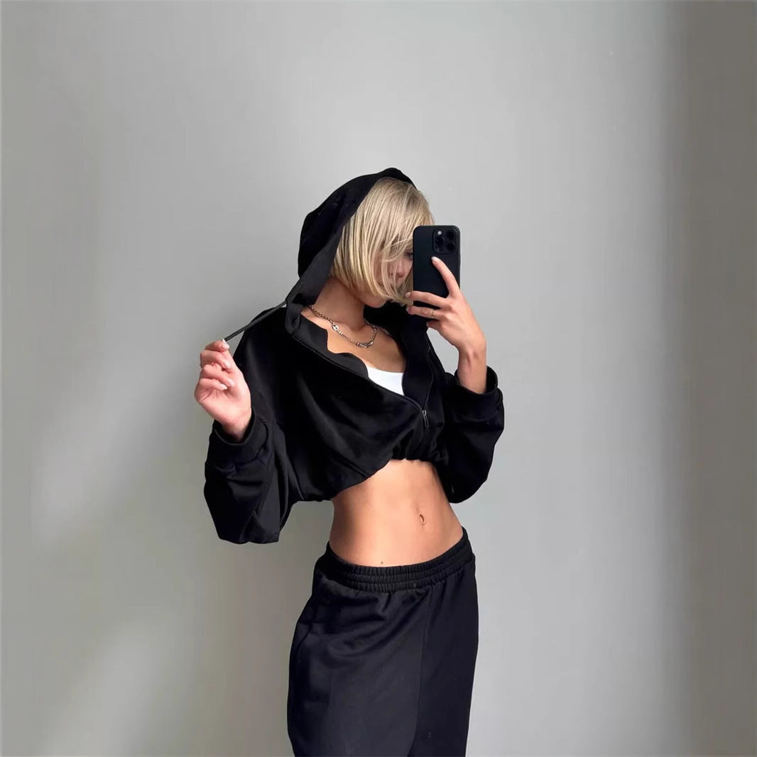 Damernas Bekväma Zip-Hoodie med lös passform och avslappnade joggingsbyxor Eva Jonsson-Eva Jonsson