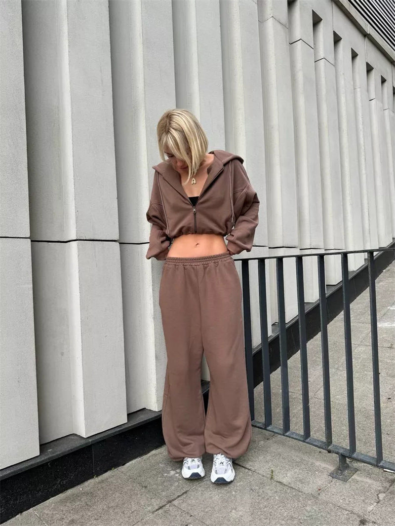 Damernas Bekväma Zip-Hoodie med lös passform och avslappnade joggingsbyxor Eva Jonsson-Eva Jonsson