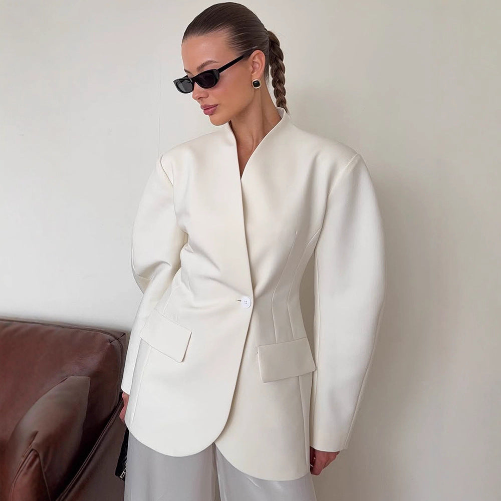 Damernas Blazer-klänning med djup V-hals och praktiska fickor Mirla-Eva Jonsson