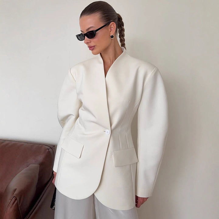 Damernas Blazer-klänning med djup V-hals och praktiska fickor Mirla-Eva Jonsson