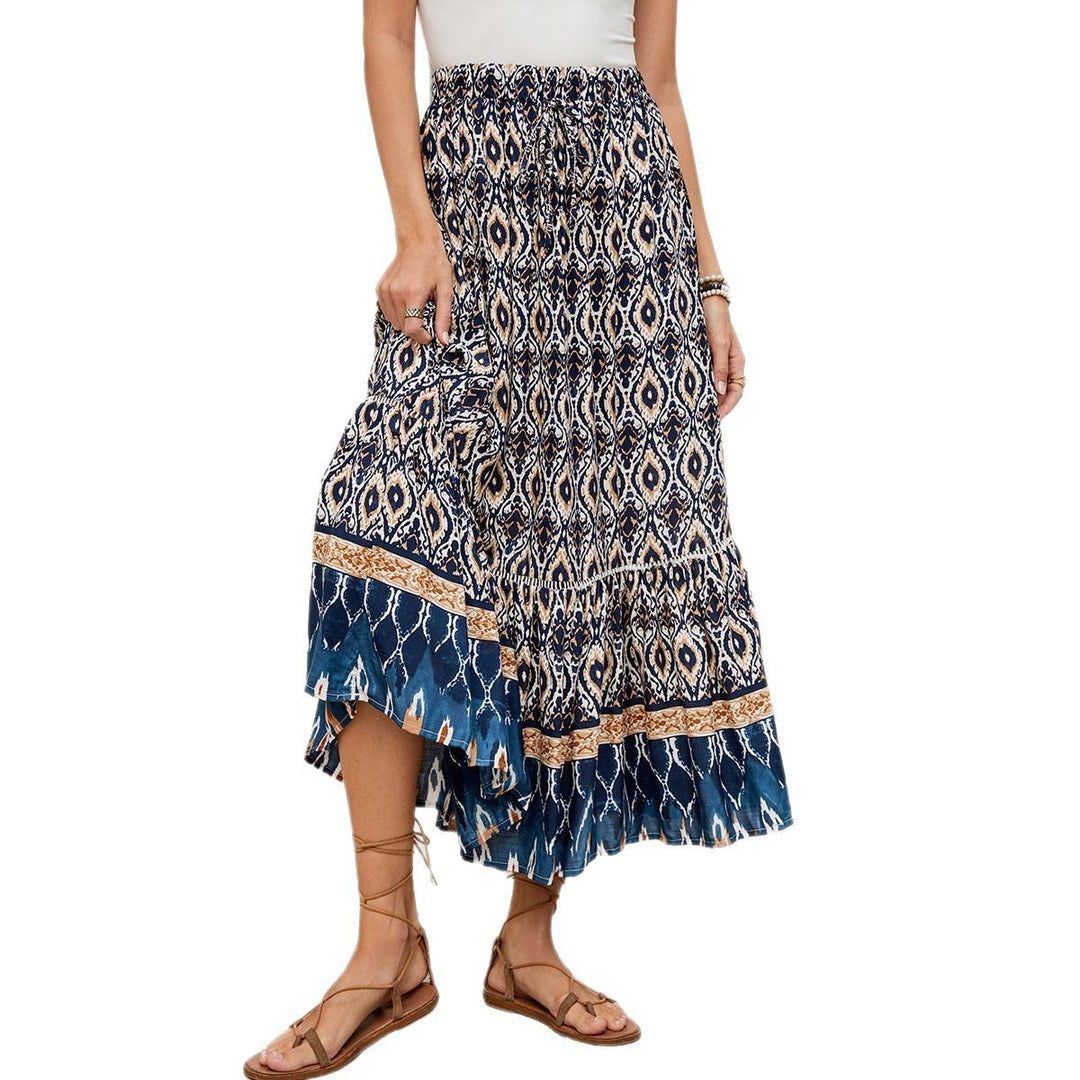 Damernas Boho Maxiklänning med voluminös fåll och elastisk midja Mirla-Eva Jonsson