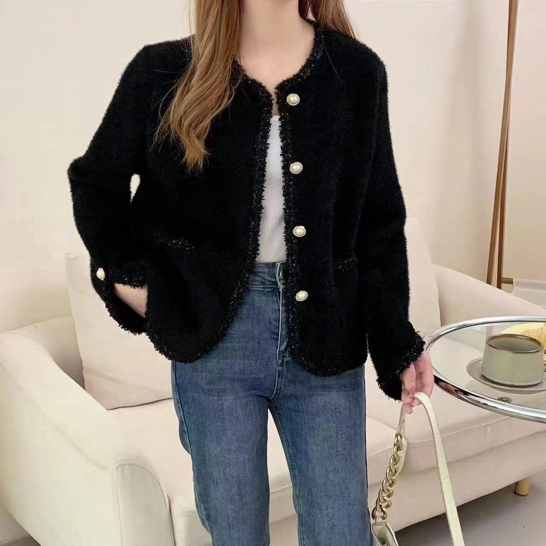 Damernas Bouclé-Jacka med Eleganta Pärlknappar Mirla-Eva Jonsson