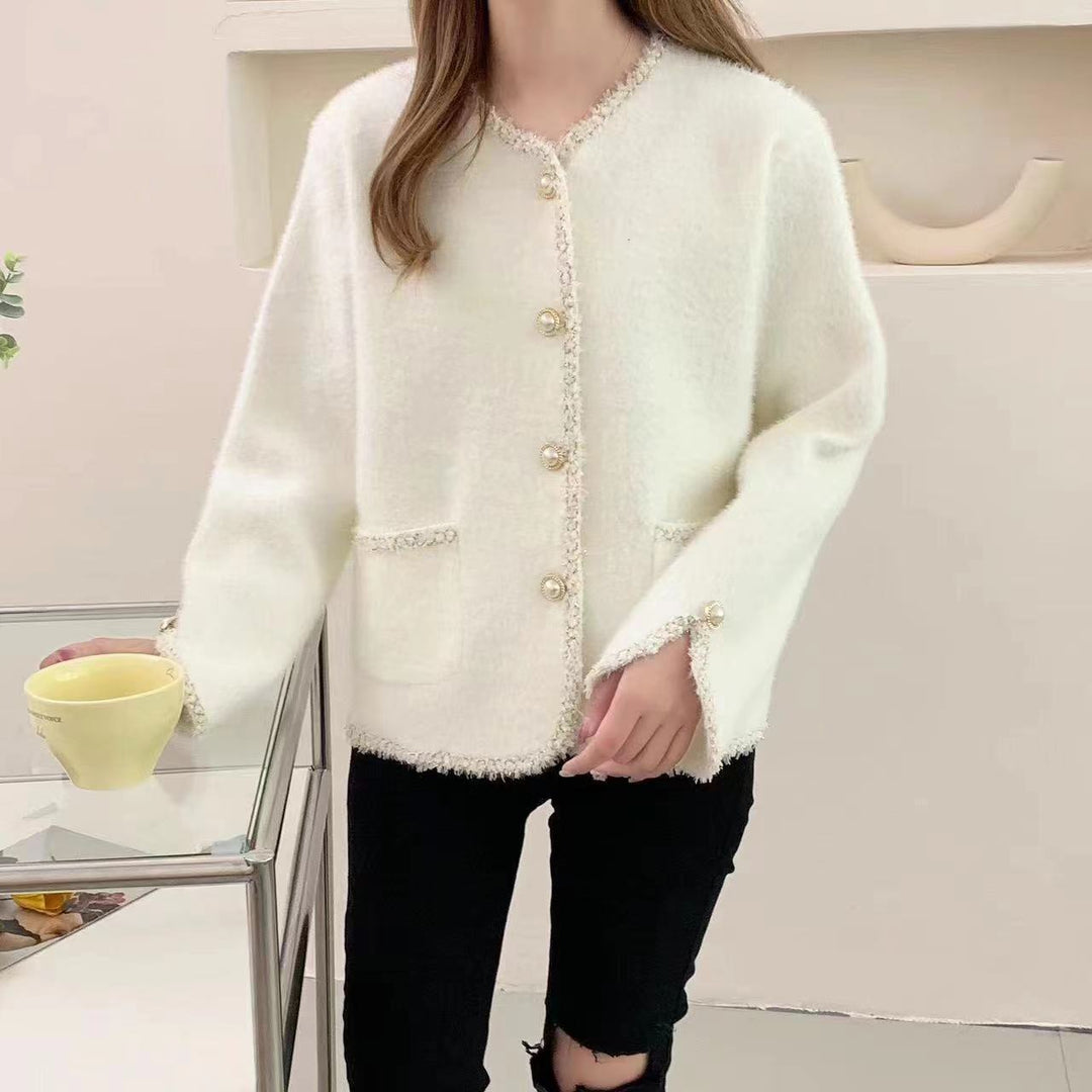 Damernas Bouclé-Jacka med Eleganta Pärlknappar Mirla-Eva Jonsson