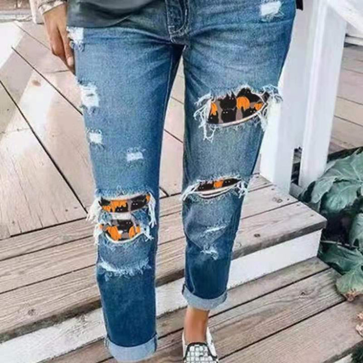 Damernas Boyfriend-jeans med kreativa applikationer Mirla-Eva Jonsson