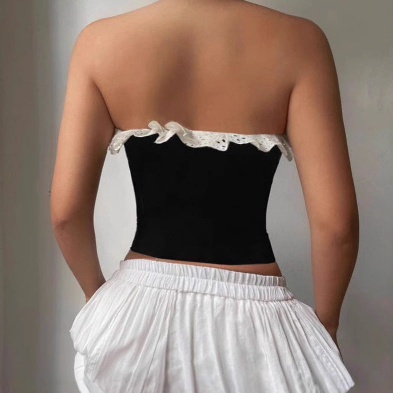 Damernas Bustier-top med volangdetalj och snörning Mirla-Eva Jonsson