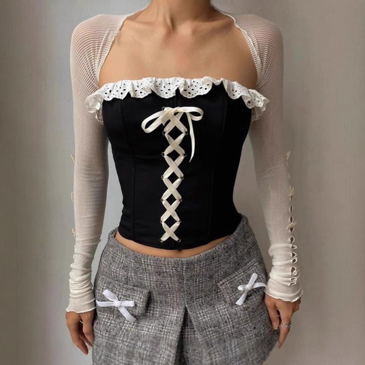 Damernas Bustier-top med volangdetalj och snörning Mirla-Eva Jonsson