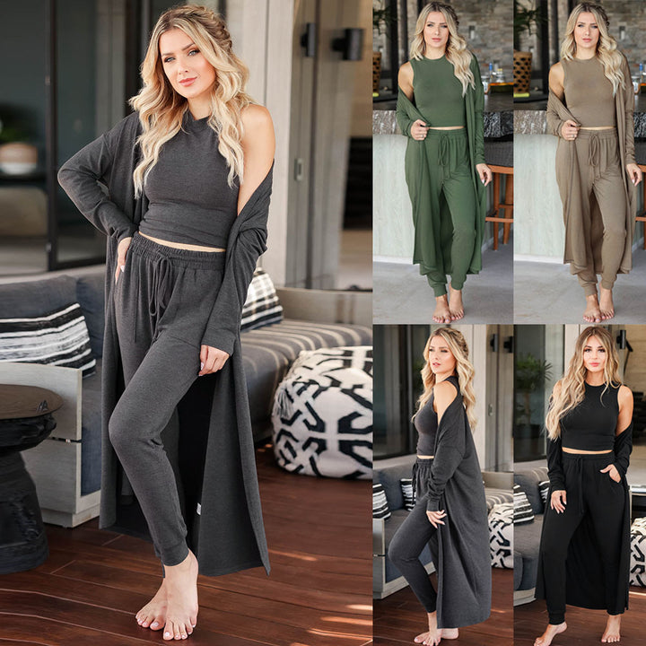 Damernas Cozy Lounge-set med längre cardigan och elastisk midja Mirla-Eva Jonsson
