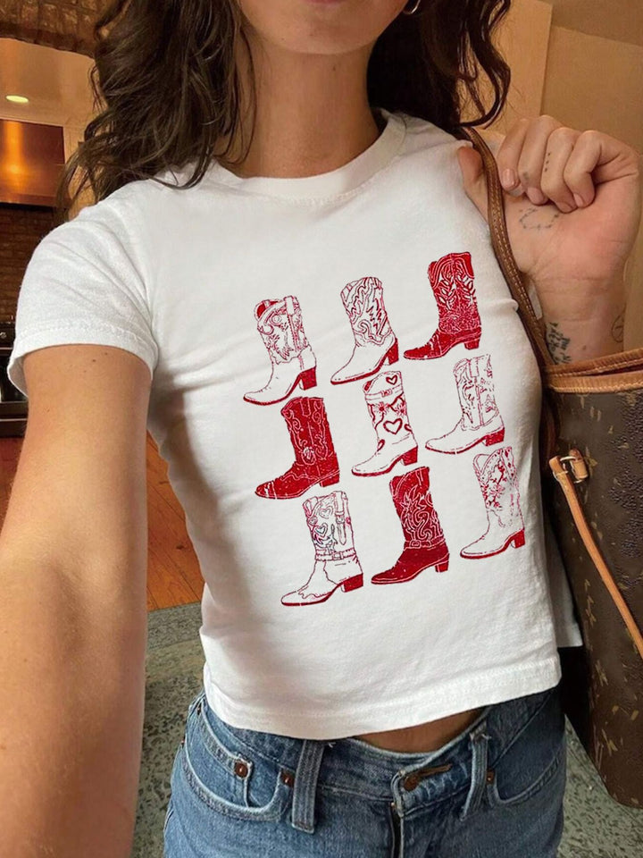 Damernas Crop-T-shirt med kreativ Cocktail-design Mirla-Eva Jonsson