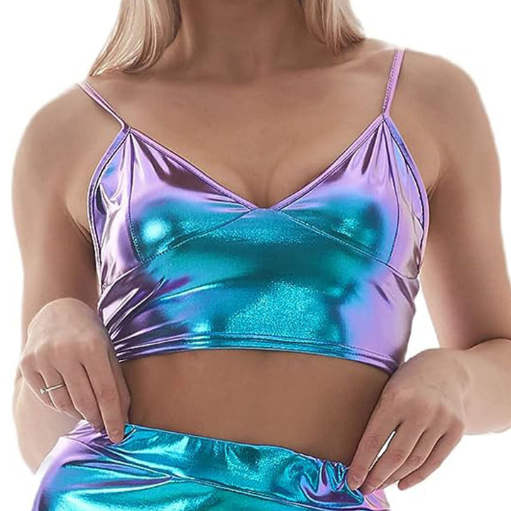 Damernas Crop-top med Glansig Metalllook och Justerbara Stövlar Mirla-Eva Jonsson