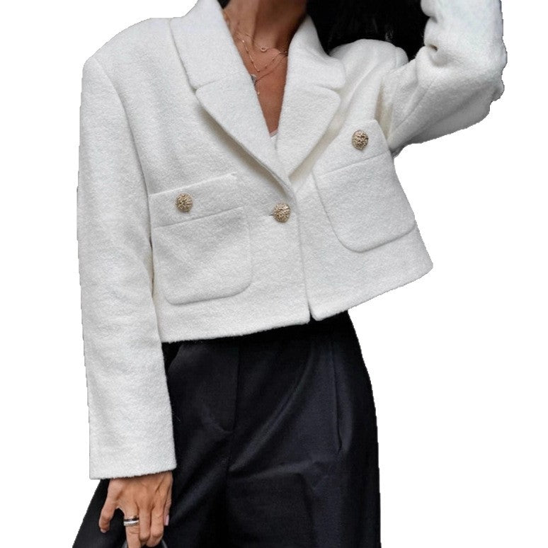 Damernas Cropped Blazer med strukturerad tyg och eleganta knappdetaljer Eva Jonsson-Eva Jonsson
