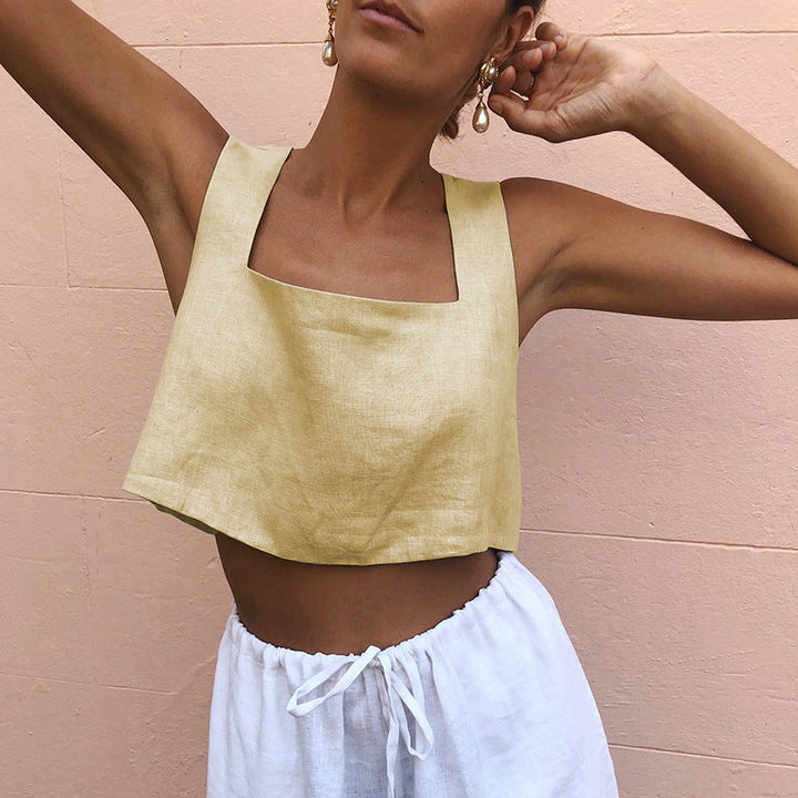 Damernas Cropped Top med Fyrkantig Urrigning och Breda Axelband Mirla-Eva Jonsson
