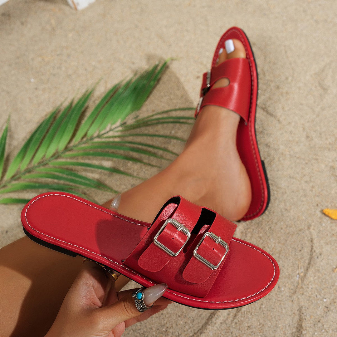 Damernas Dual-Buckle Slide-sandaler med justerbara remmar Mirla-Eva Jonsson