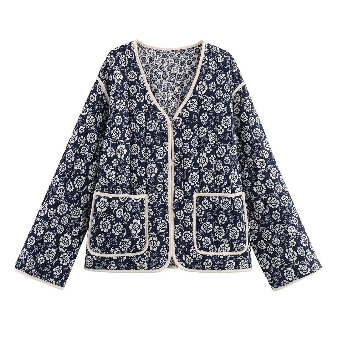 Damernas Elegant Blommig Jacka i Oversized-Snitt med Strukturerade Detaljer Mirla-Eva Jonsson