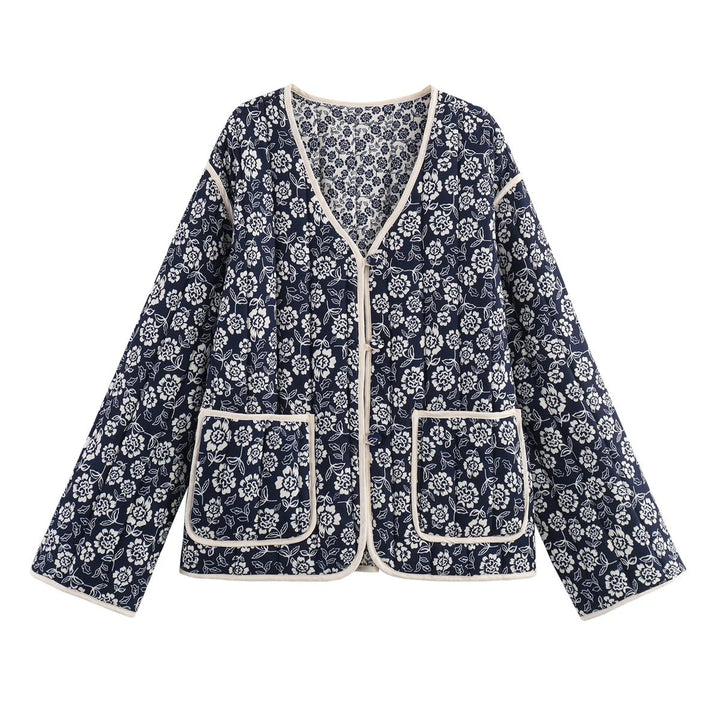 Damernas Elegant Blommig Jacka i Oversized-Snitt med Strukturerade Detaljer Mirla-Eva Jonsson