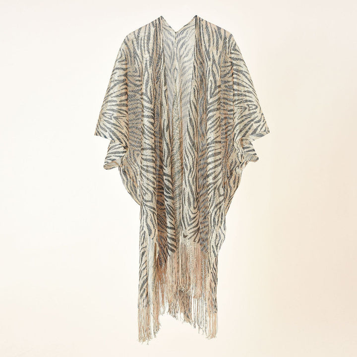 Damernas Elegant Fransen-Poncho med Leopardsmotiv Mirla-Eva Jonsson