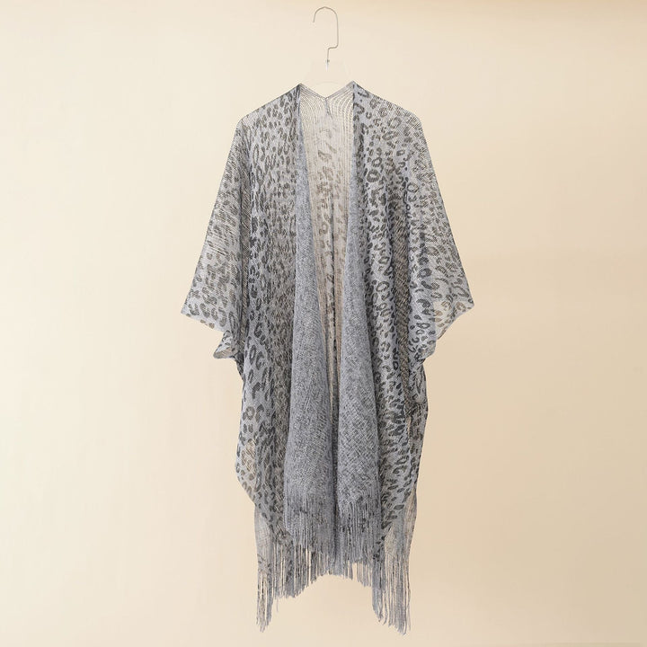 Damernas Elegant Fransen-Poncho med Leopardsmotiv Mirla-Eva Jonsson