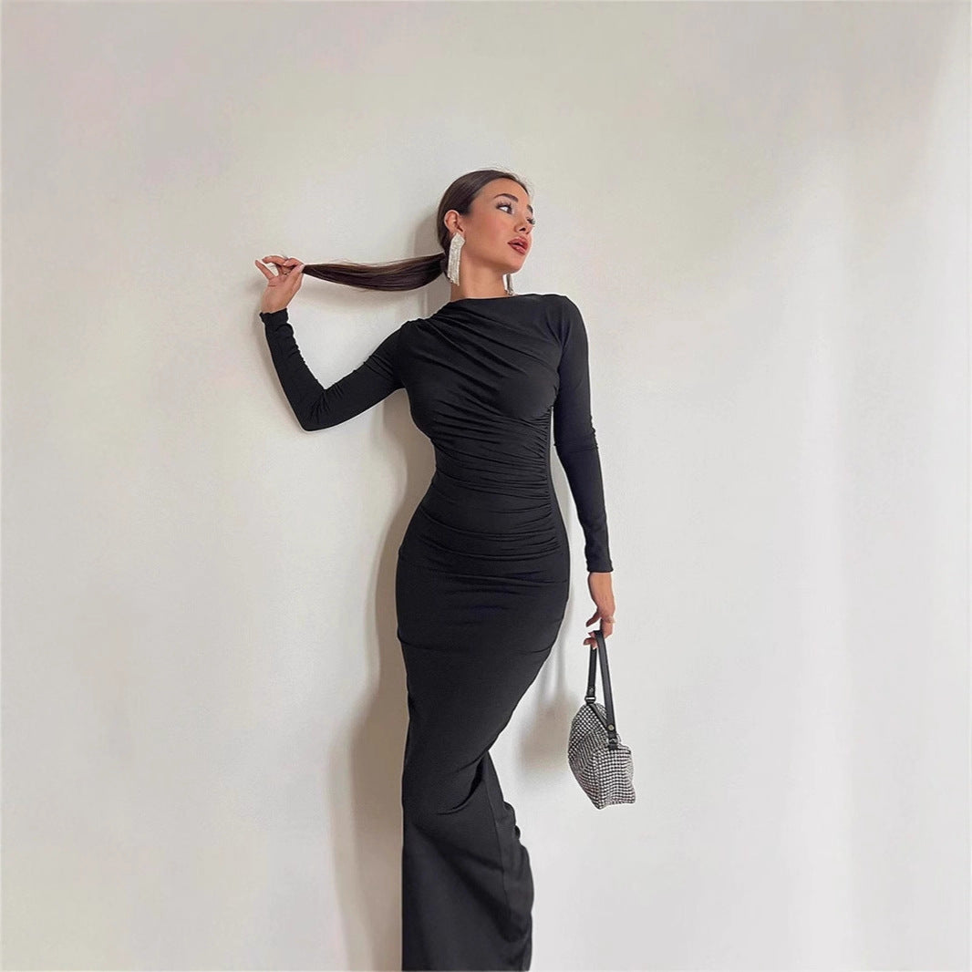 Damernas Elegant Omslag Klänning med Långa Ärmar och Figurformande Snitt Eva Jonsson-Eva Jonsson
