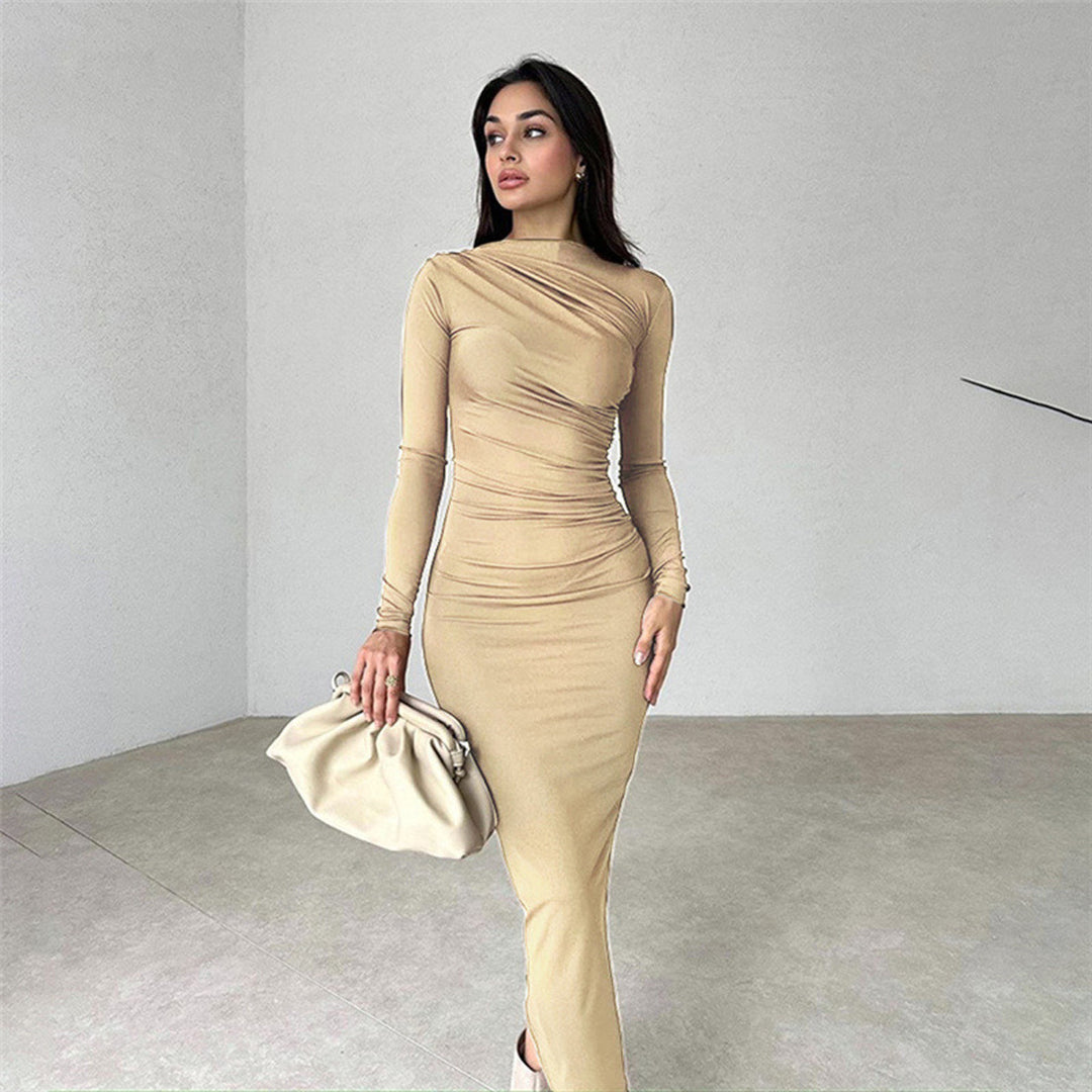 Damernas Elegant Omslag Klänning med Långa Ärmar och Figurformande Snitt Mirla-Eva Jonsson