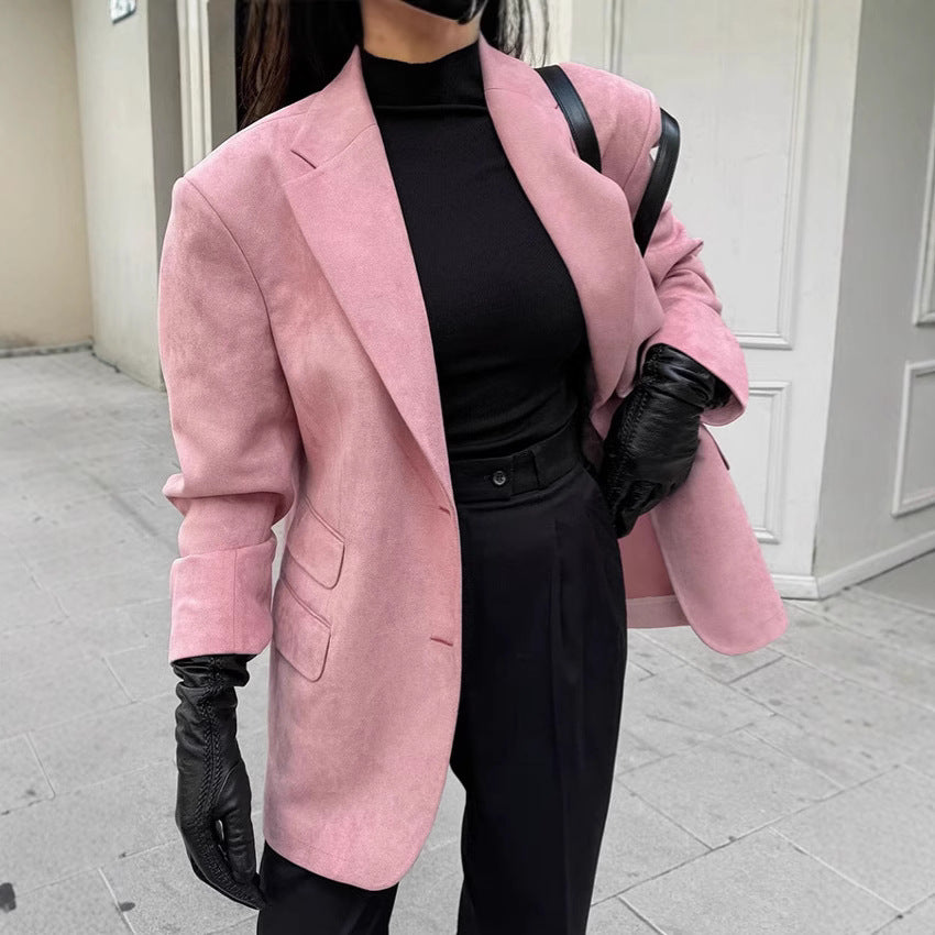 Damernas Elegant Oversized Blazer i fint Mockaimitation Mirla-Eva Jonsson