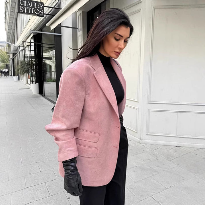 Damernas Elegant Oversized Blazer i fint Mockaimitation Mirla-Eva Jonsson