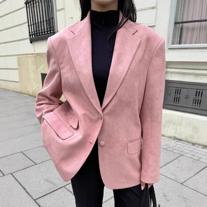 Damernas Elegant Oversized Blazer i fint Mockaimitation Mirla-Eva Jonsson
