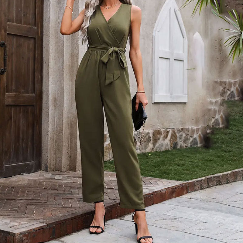 Damernas Elegant Wrap Jumpsuit med Midjebälte Mirla-Eva Jonsson