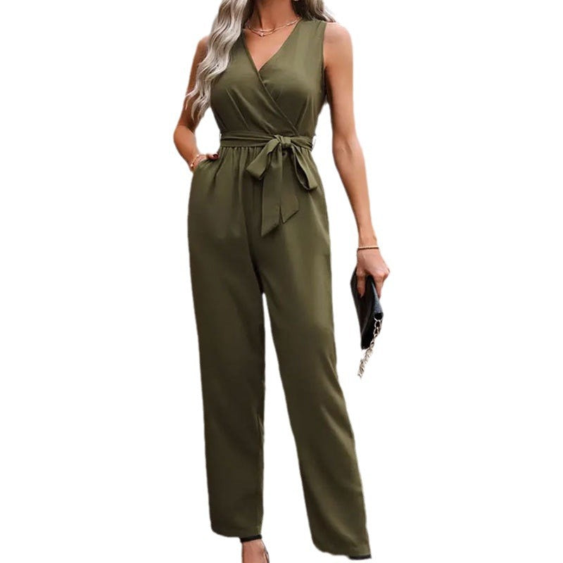 Damernas Elegant Wrap Jumpsuit med Midjebälte Mirla-Eva Jonsson