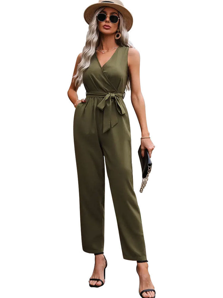 Damernas Elegant Wrap Jumpsuit med Midjebälte Mirla-Eva Jonsson