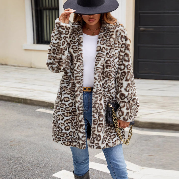 Damernas Elegant konstpälsjacka i leopardmönster Eva Jonsson-Eva Jonsson