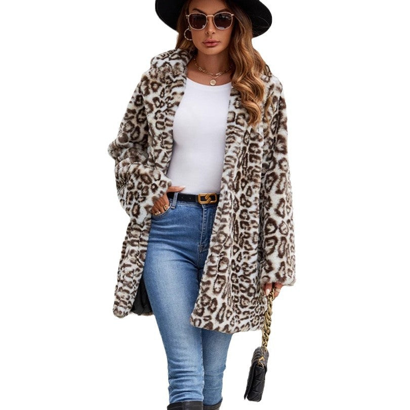Damernas Elegant konstpälsjacka i leopardmönster Eva Jonsson-Eva Jonsson