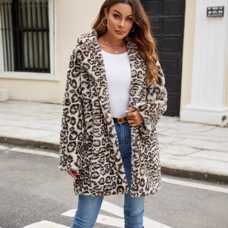 Damernas Elegant konstpälsjacka i leopardmönster Eva Jonsson-Eva Jonsson