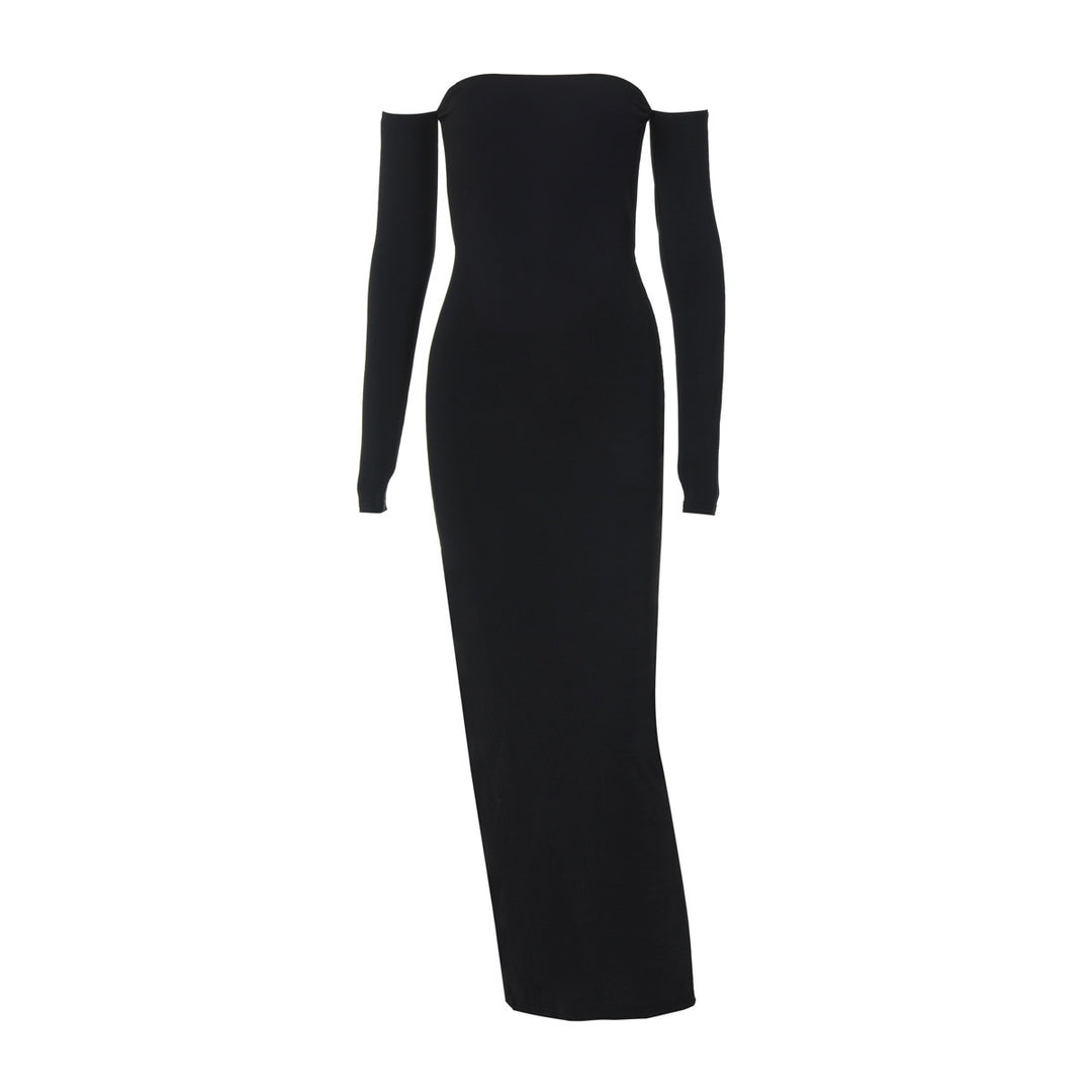 Damernas Elegant lång klänning med off-shoulder design och långa ärmar Mirla-Eva Jonsson